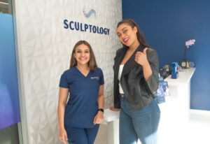 satisfied guest saying BYE BYE FAT