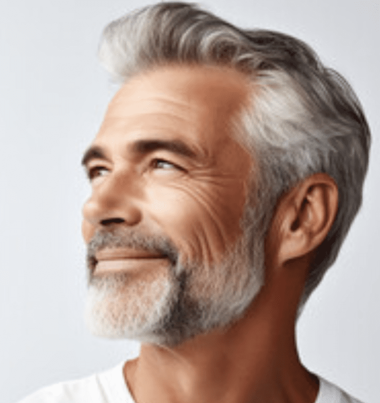 Man glowing after getting skin tightening at Sculptology
