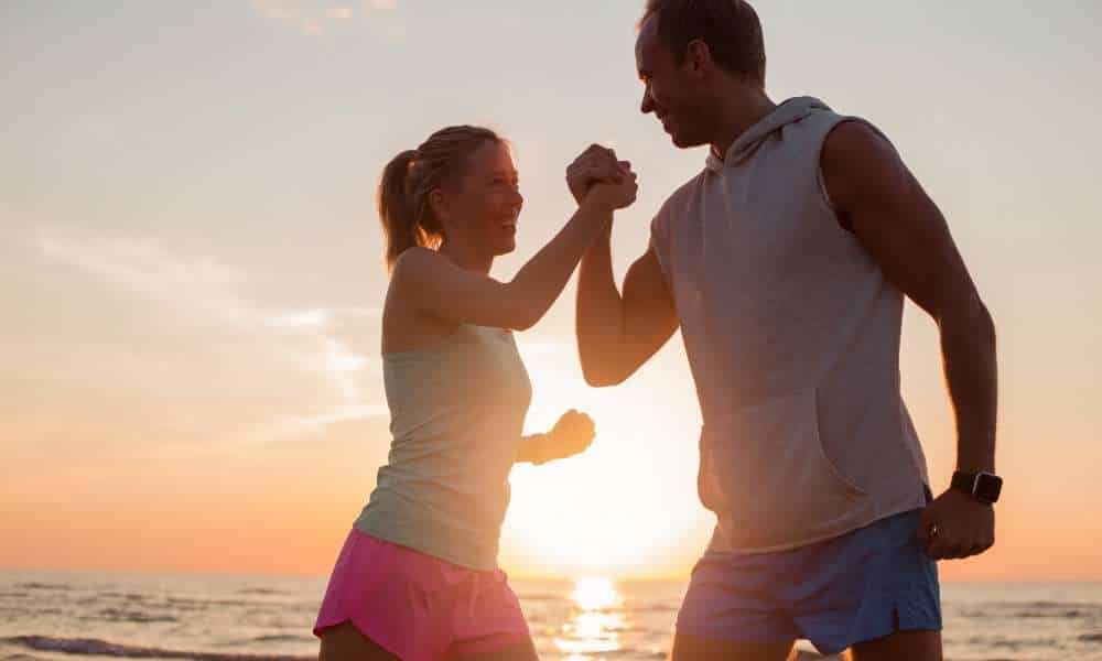 Active couple experiencing enhanced physical performance after peptide therapy in San Ramon.