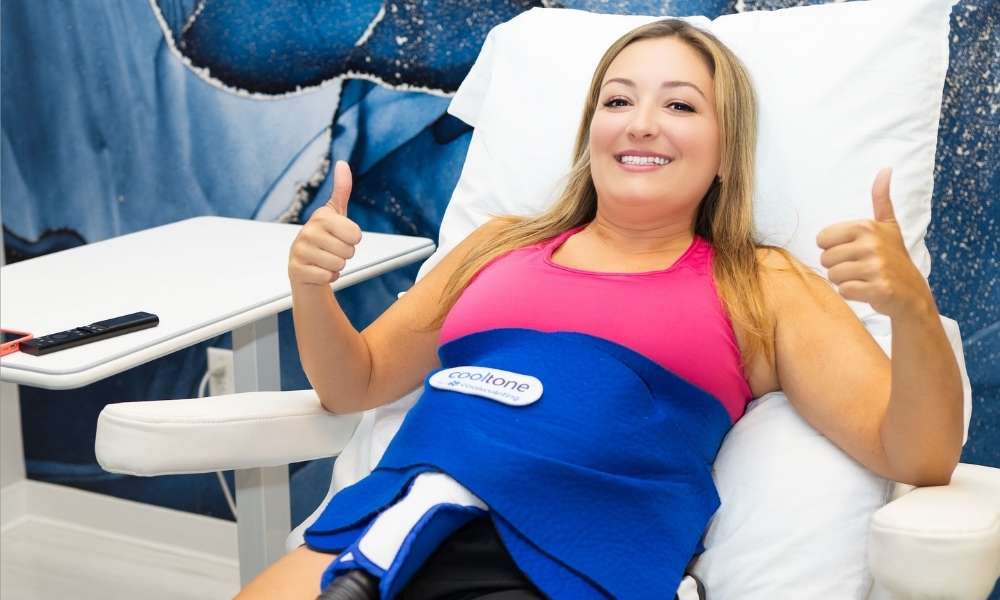 cooltone 3 - Sculptology CoolTone session for core strengthening and muscle building in our Lafayette medical spa.