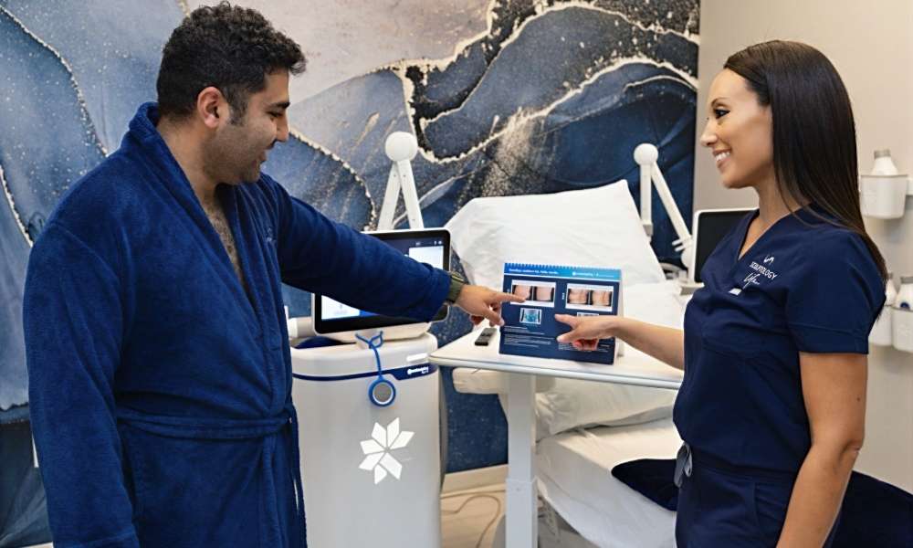 Man discussing personalized weight loss goals during a consultation in the Bay Area.