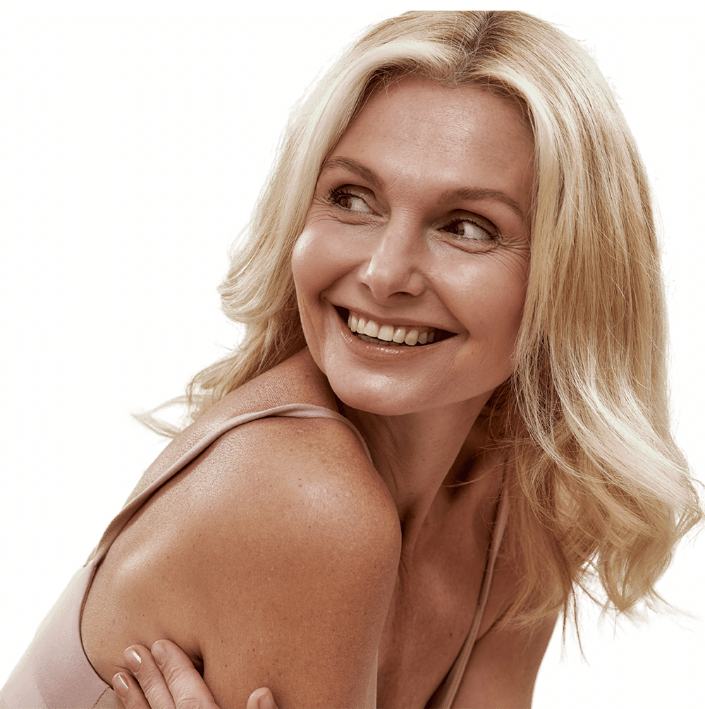 687a609f791e23381c8773c4 - Sculptology Woman smiling after receiving Botox and Sculptra injectable treatments at Sculptology